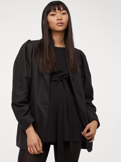 

H&M Women Black Solid Mama Tie Detail Top