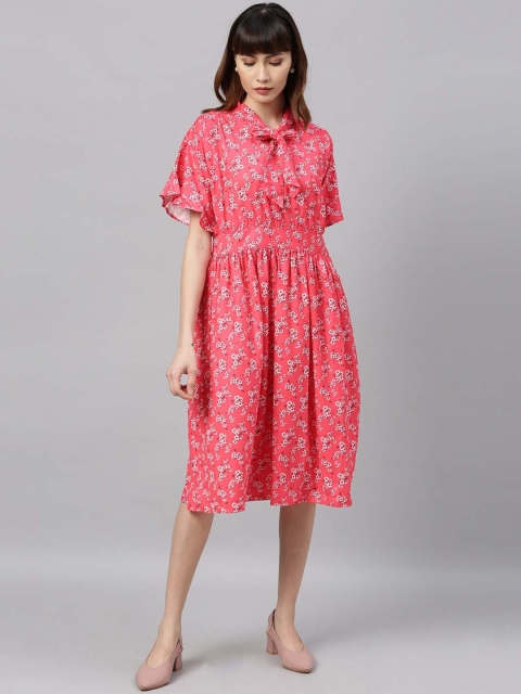 

Park Avenue Woman Women Red Printed Fit and Flare Dress
