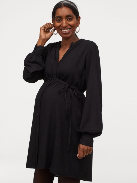 

H&M Women Black Solid MAMA V-Neck Tunic