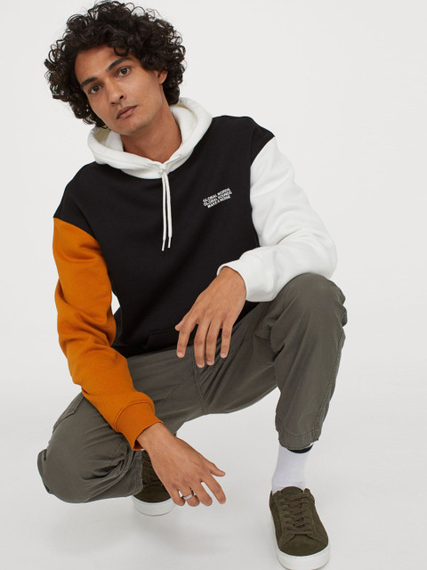 

H&M Men Black Block Coloured Hoodie