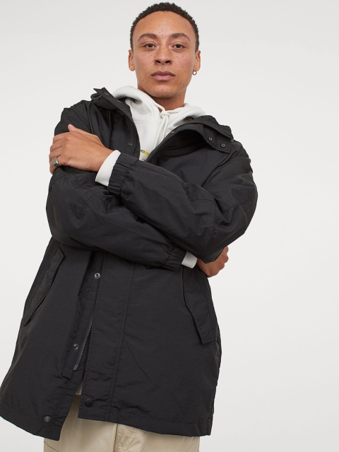 

H&M Women Black Solid Water Repellent Parka Jacket