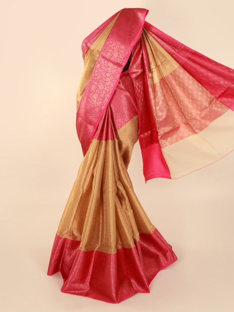 

Pothys Cream-Coloured & Pink Pure Cotton Woven Design Saree