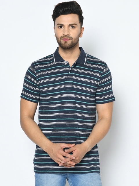 

Duke Men Blue Solid Polo Collar Cotton T-shirt