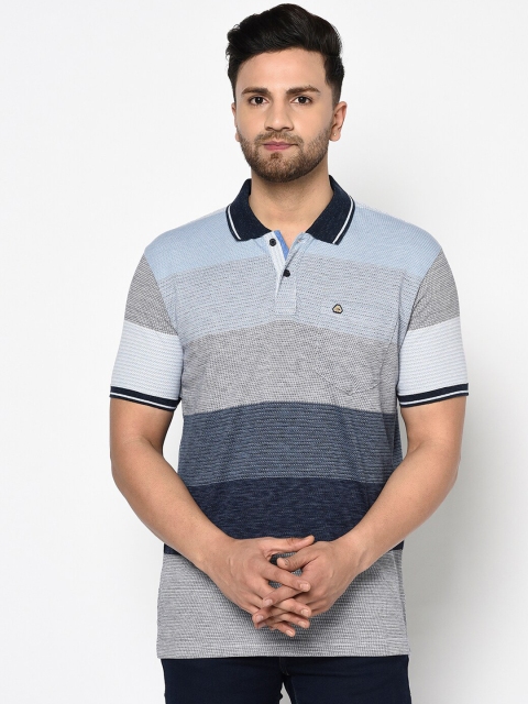 

Duke Men Blue Colourblocked Polo Collar T-shirt