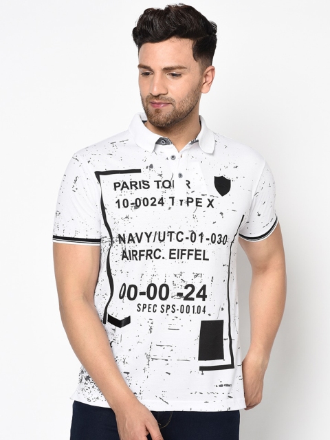 

Duke Men White Printed Polo Collar T-shirt