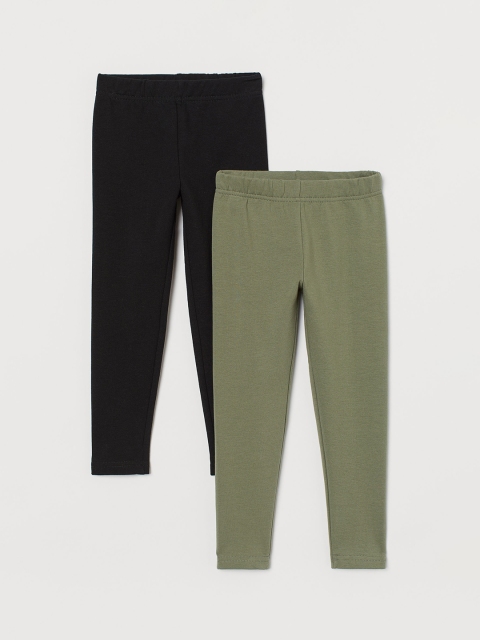 

H&M Boys Black & Green Solid 2-Pack Sustainable Leggings