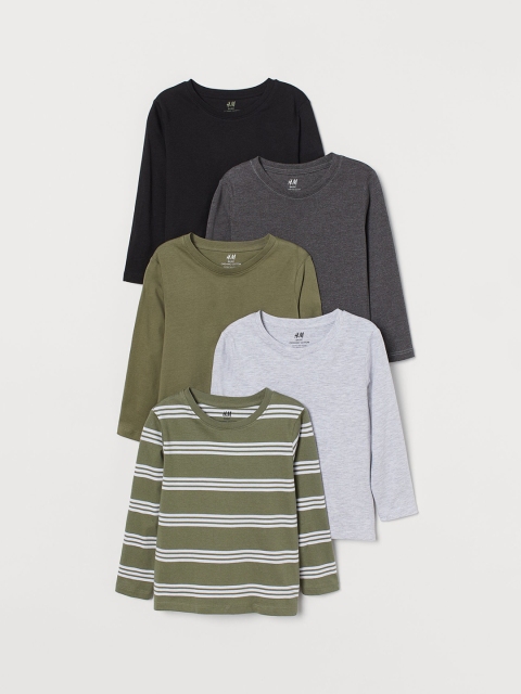 

H&M Boys 5-Pack Jersey Tops, Grey