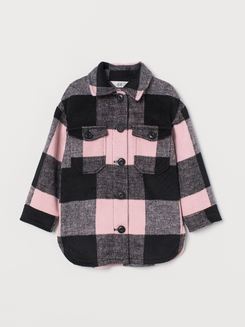 

H&M Girls Pink & Black Checked Shirt Jacket