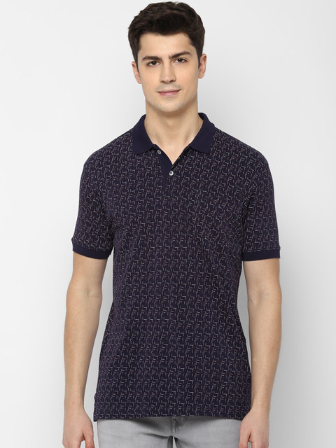 

Allen Solly Men Navy Blue Printed Polo Collar T-shirt