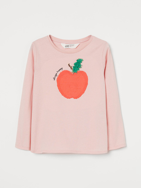 

H&M Girls Pink & Orange Motif-Front Jersey Top