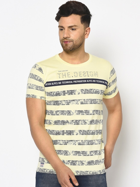

Duke Men Yellow & Black Striped Round Neck T-shirt