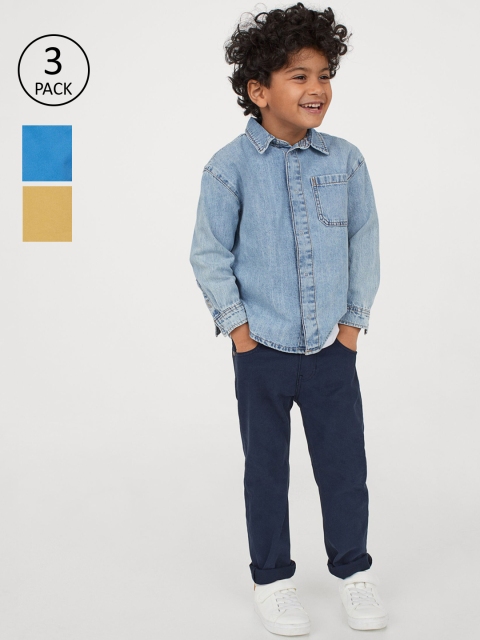 

H&M Boys 3-pack Slim Fit Twill Trousers, Blue