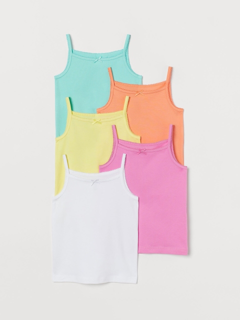 

H&M Girls 5-Pack Jersey Vest Tops, White