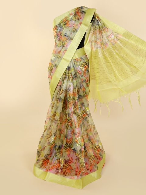 

Pothys Green & Black Supernet Printed Saree