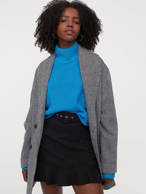 

H&M Women Black Solid Belted Skirt