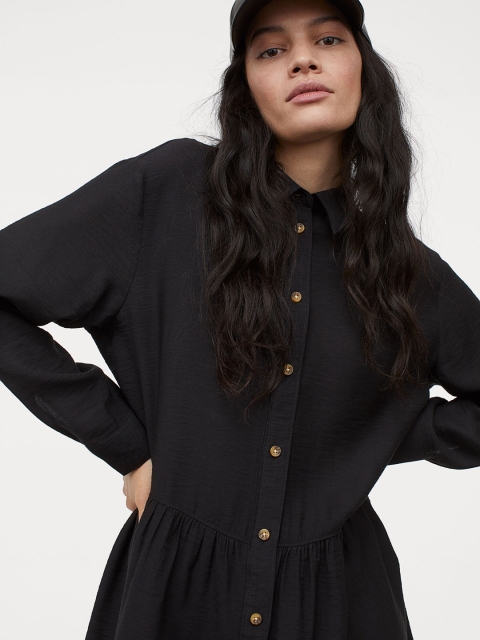 

H&M Women Black Solid Shirt Dress