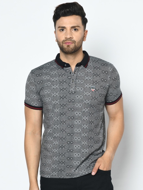 

Duke Men Black Printed Polo Collar T-shirt
