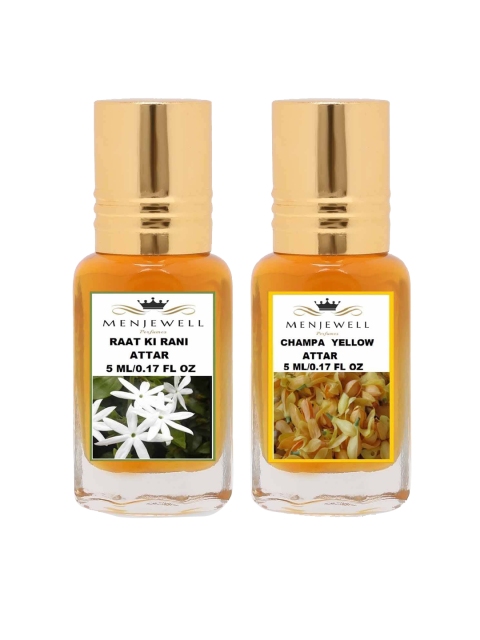 

Menjewell Set Of 2 Raat-Ki-Rani & Champa Yellow Natural Attar 10ml, Orange