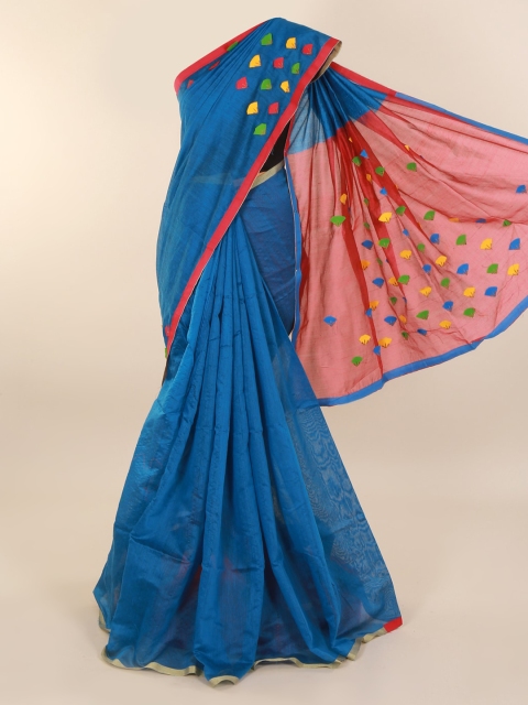 

Pothys Blue Embellished Cotton Blend Saree