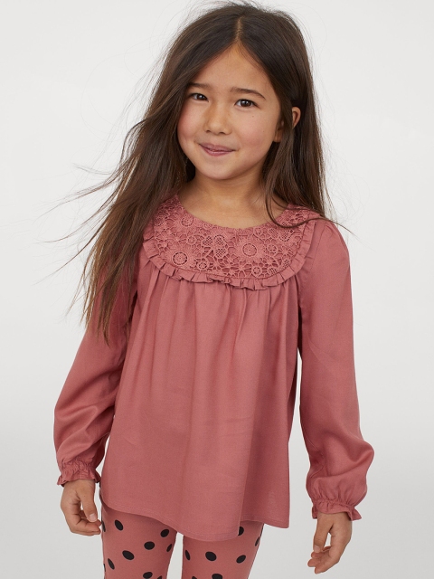 

H&M Girls Pink Lace-Yoke Blouse