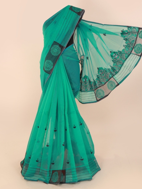 

Pothys Green Printed Supernet Saree