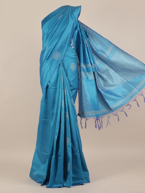 

Pothys Blue Woven Design Jute Silk Saree
