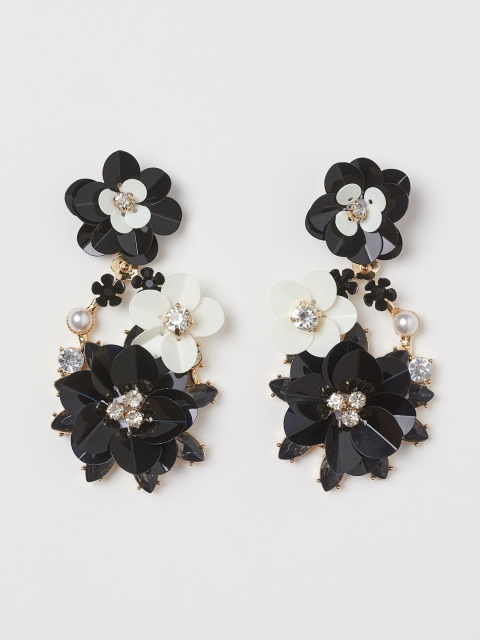 

H&M Black & White Flower Earrings