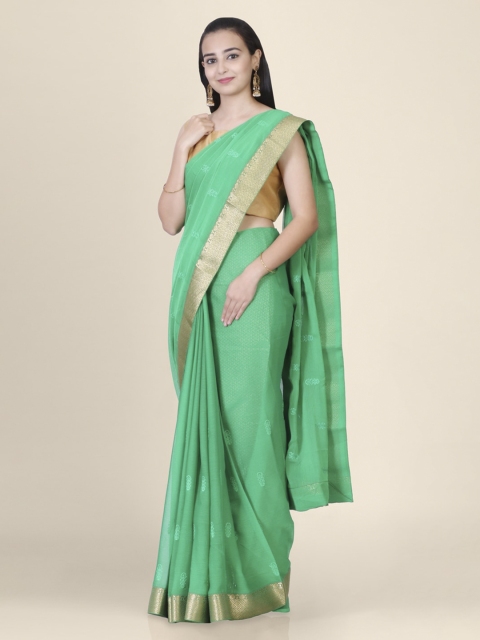 

Hastakala Green Pure Chiffon Woven Design Handloom Banarasi Saree