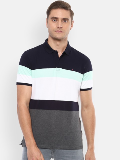 

Louis Philippe Sport Men White & Black Colourblocked Polo Collar T-shirt