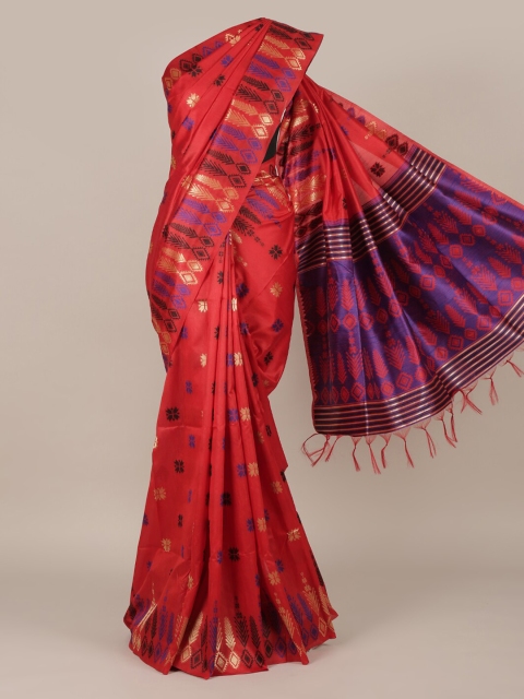 

Pothys Red Woven Design Jute Silk Saree