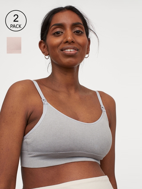 

H&M Women Grey & Pink MAMA 2-Pack Nursing Bras 0932807002