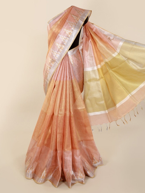 

Pothys Multicoloured Solid Pure Linen Saree, Multi