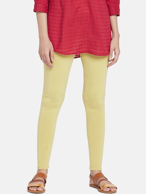 

Go Colors Women Yellow Solid Slim-Fit Ankle-Length Leggings