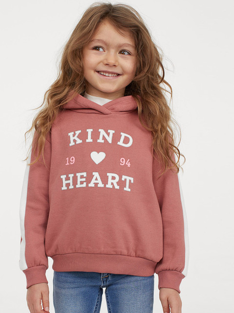 

H&M Girls Pink Motif-Detail Hoodie, Multi