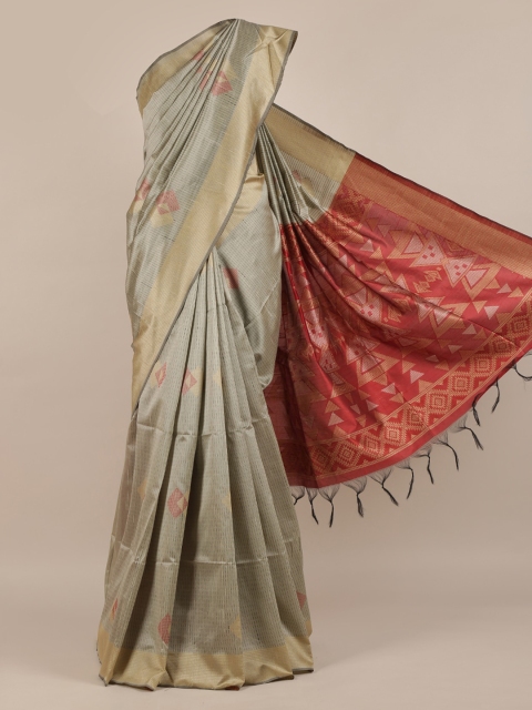 

Pothys Grey Woven Design Jute Silk Saree