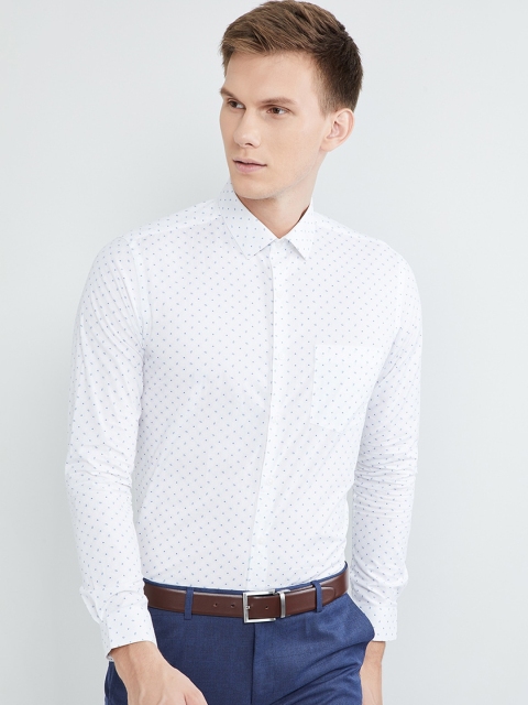

max Men White Slim Fit Printed Casual Shirt