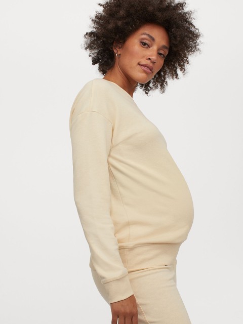 

H&M Women MAMA Yellow Solid Sweatshirt
