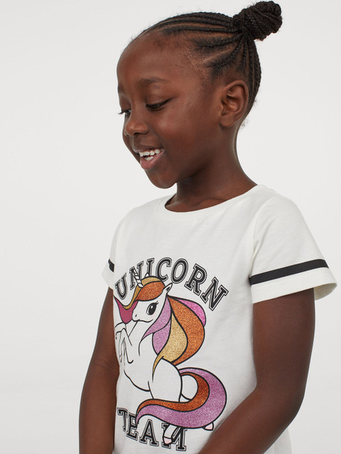 

H&M Girls White Printed T-shirt