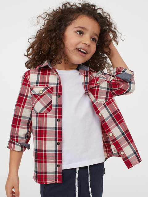

H&M Boys Red Checked Cotton Shirt