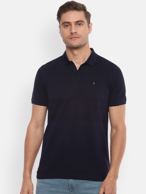 

Louis Philippe Sport Men Navy Blue Solid Polo Collar T-shirt