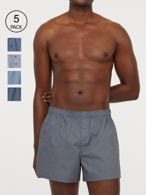 

H&M Men Multicoloured 5-Pack Woven Boxer Shorts, Multi