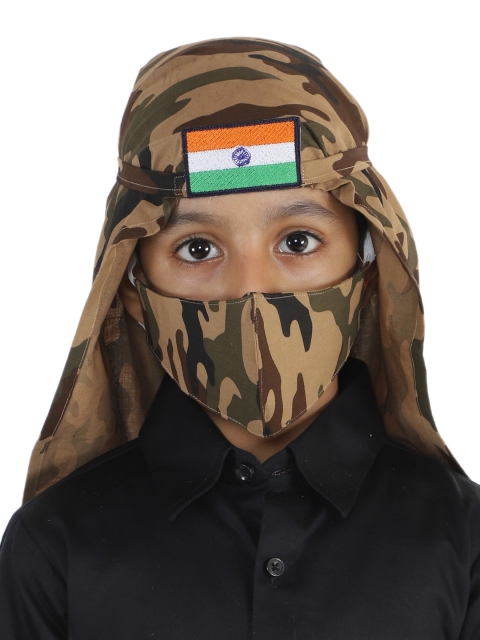 

JBN Creation Unisex Kids Brown & Beige Camouflage 3 -Ply Reusable Protective Outdoor Cotton Masks with Scarf