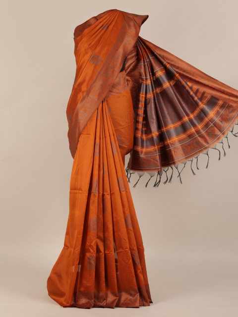 

Pothys Mustard Checked Jute Silk Saree