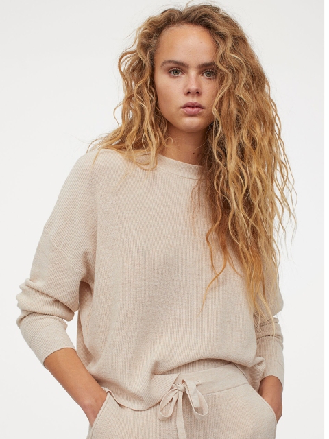 

H&M Women Beige Fine-knit Joggers