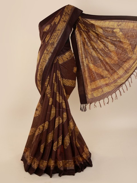 

Pothys Brown Printed Cotton Blend Saree
