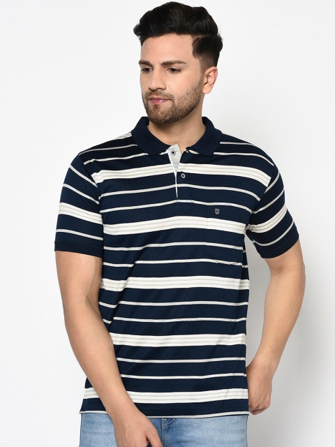 

Duke Men Blue Printed Polo Collar T-shirt
