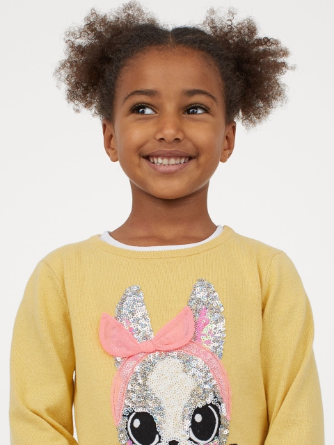 

H&M Girls Yellow Motif-Detail Jumper