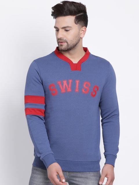 

SWISS MILITARY Men Blue Printed Sweatshirt