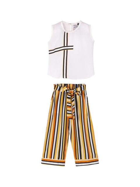 

oui oui Girls White & Yellow Striped Top With Palazzo