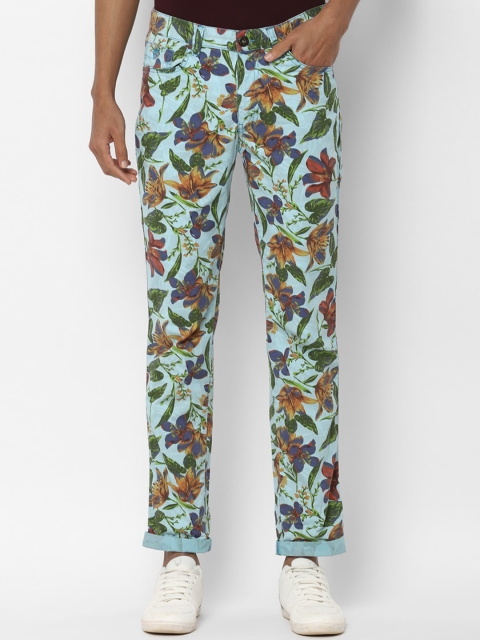 

Solly Jeans Co. Men Blue Slim Fit Floral Printed Regular Trousers